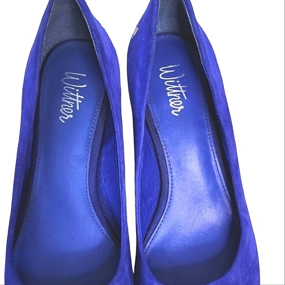Wittner shoes suede block heels in indigo blue size 6 - Picture 3 of 5
